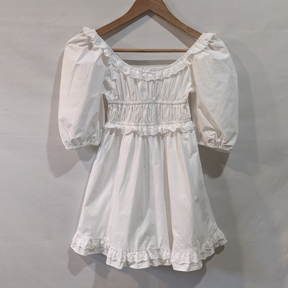 Altar'd State Dresses & Skirts - Altar'd State White Feminine 100% Cotton Puff Sleeve Cottage Mini Dress …